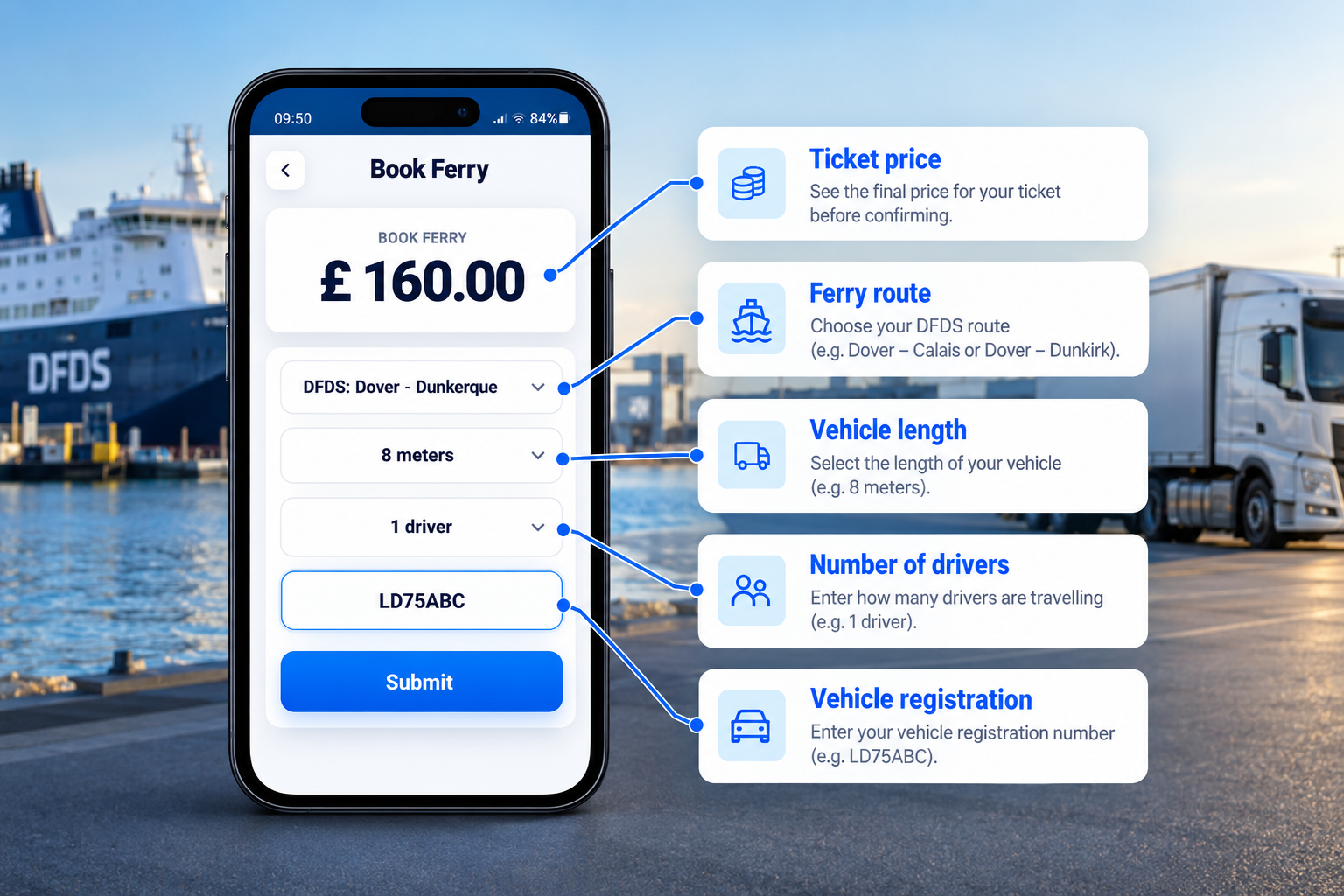 Екран деталей бронювання порома в DriverPay